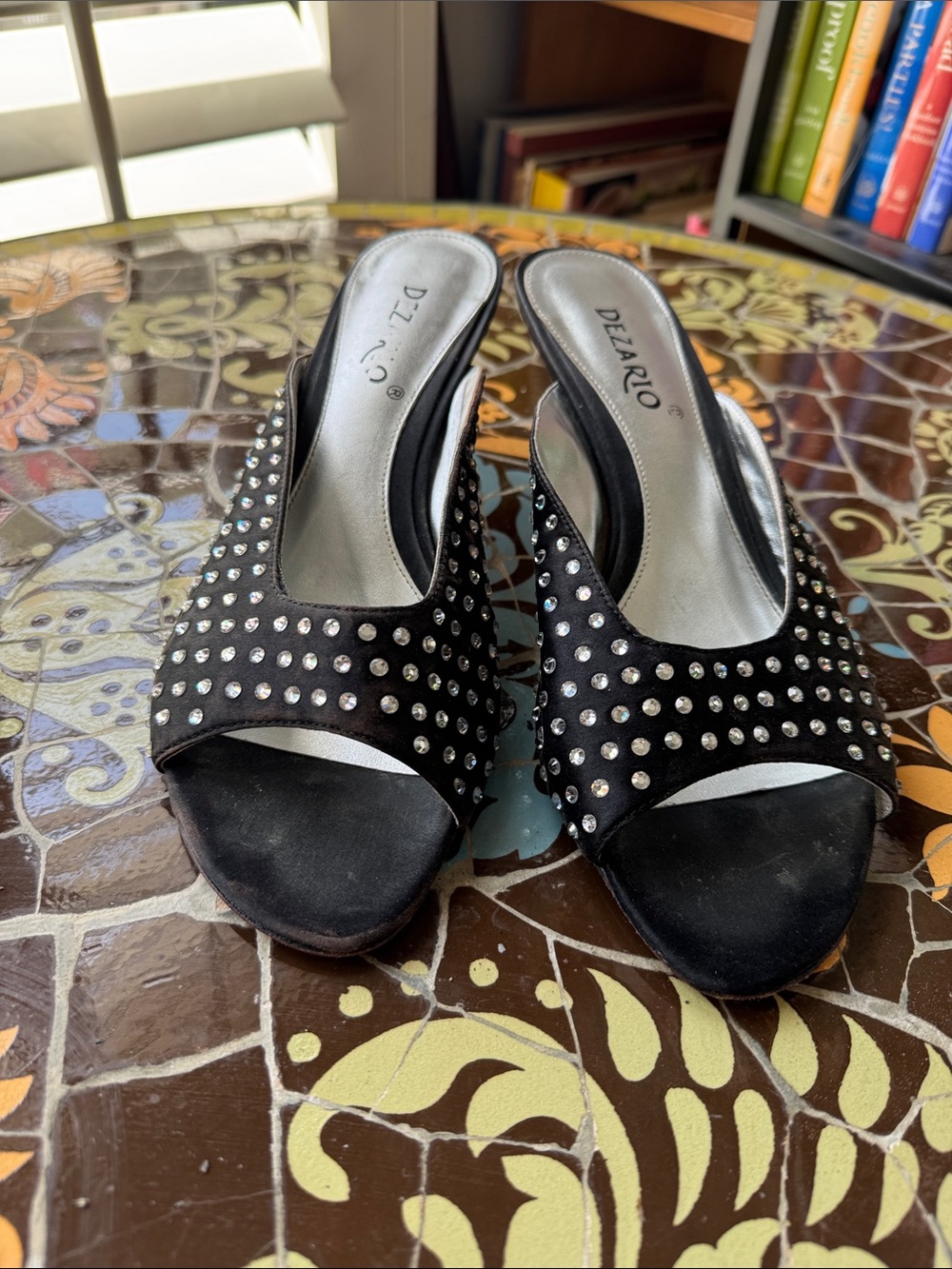 DEZARIO RHINESTONE SLIP IN HEEL SZ: 8